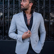 Mitchell Light Gray Slim Fit Notch Lapel Blazer