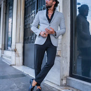 Mitchell Light Gray Slim Fit Notch Lapel Blazer