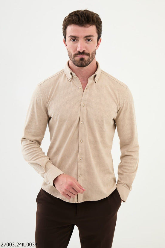Mens Casual Shirt Beige