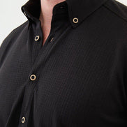 Mitchell Cross Pattern Mens Casual Shirt Black