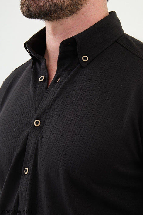 Mitchell Cross Pattern Mens Casual Shirt Black