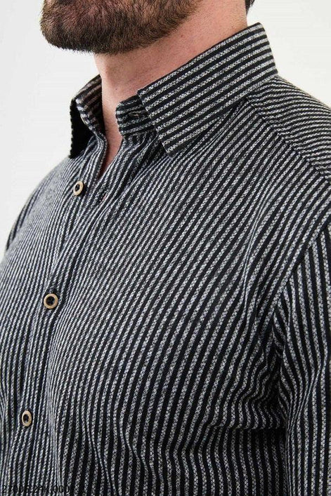 Mitchell Men's Black Long Sleeve Striped Shirt