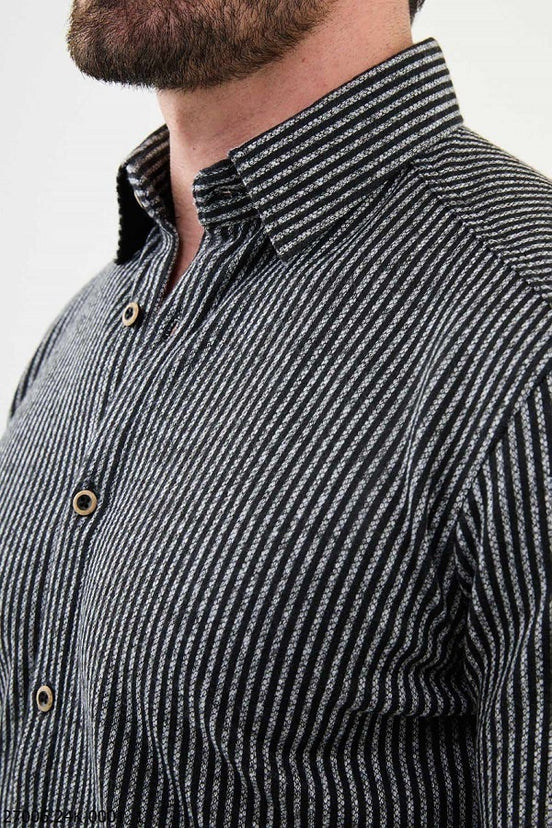 Black Long Sleeve Striped Shirt