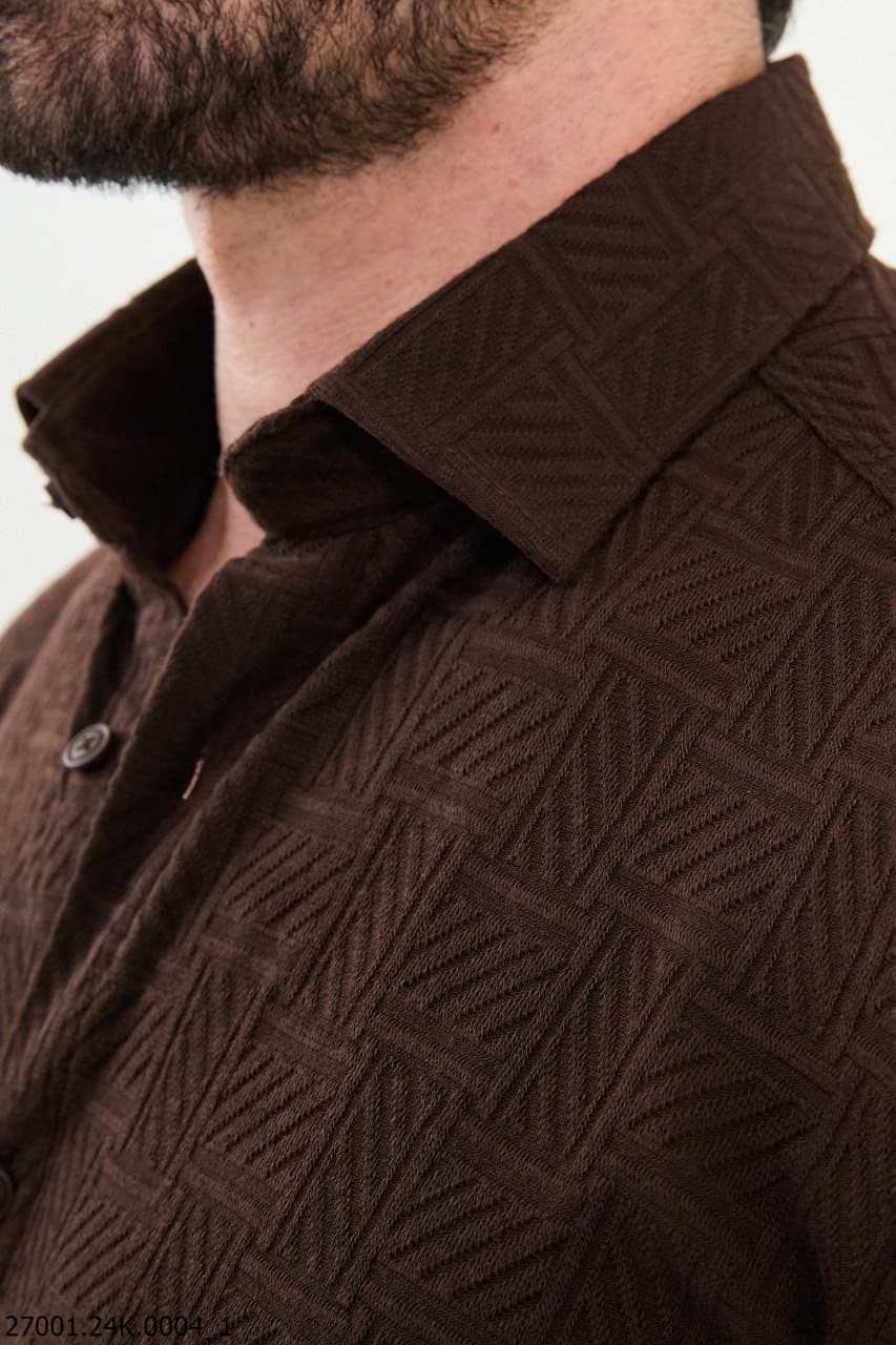 Mitchell Slim Fit Brown Plaid Shirt