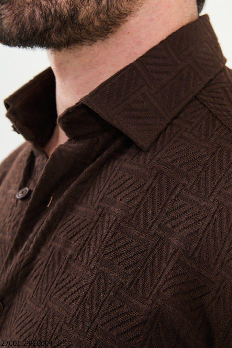 Mitchell Slim Fit Brown Plaid Shirt