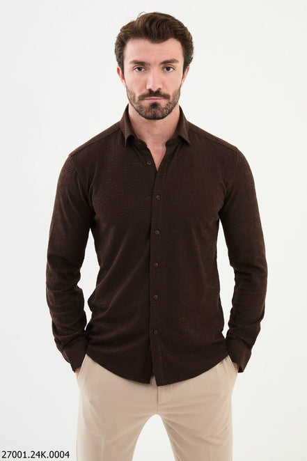 Mitchell Slim Fit Brown Plaid Shirt