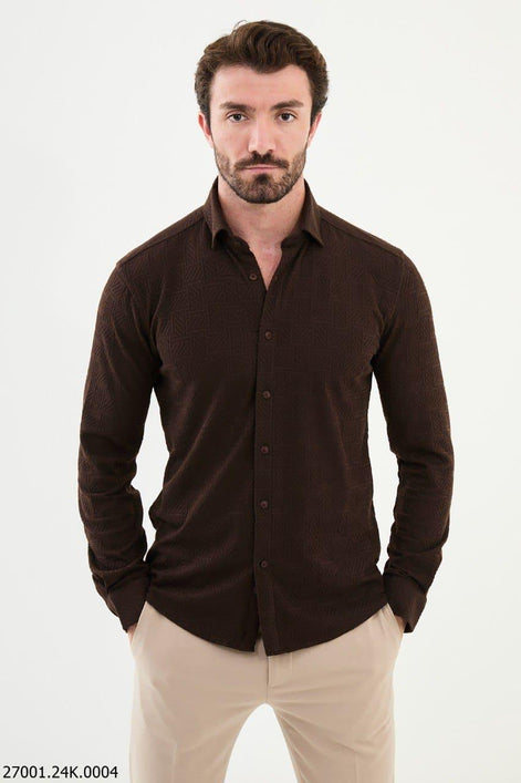 Mitchell Slim Fit Brown Plaid Shirt