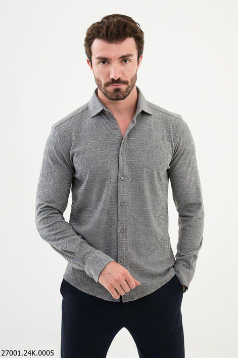 Mitchell Slim Fit Gray Plaid Shirt