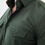 Mitchell Slim Fit Mens Corduroy Shirt Green