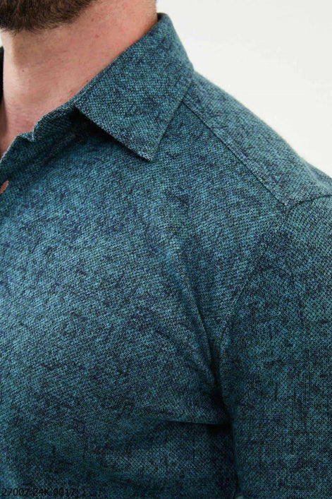 Mitchell Men's Slim Fit Patterned Green Shirt