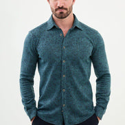 Mitchell Men's Slim Fit Patterned Green Shirt