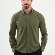 Mitchell Cross Pattern Mens Casual Shirt Khaki