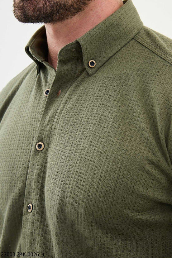 Mens Casual Shirt Khaki