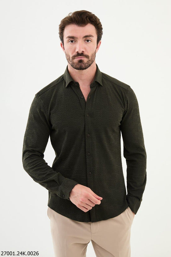 Khaki Plaid Shirt Mens