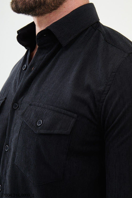 Mens Corduroy Shirt Navy Blue