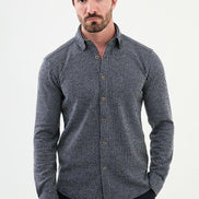 Mitchell Men's Navy Blue Long Sleeve Striped Shirt.