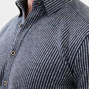 Mitchell Men's Navy Blue Long Sleeve Striped Shirt.