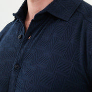 Mitchell Slim Fit Navy Blue Plaid Shirt