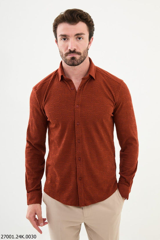 Rust Brown Plaid Shirt