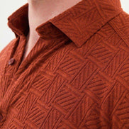 Mitchell Slim Fit Rust Brown Plaid Shirt