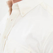 Mitchell Double Pocket Slim Fit White Corduroy Shirt