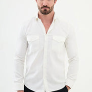 Mitchell Slim Fit Mens Corduroy Shirt White