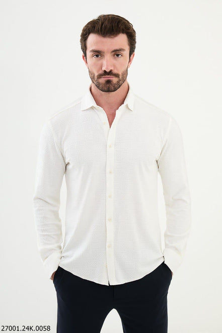 Mitchell Slim Fit White Plaid Shirt