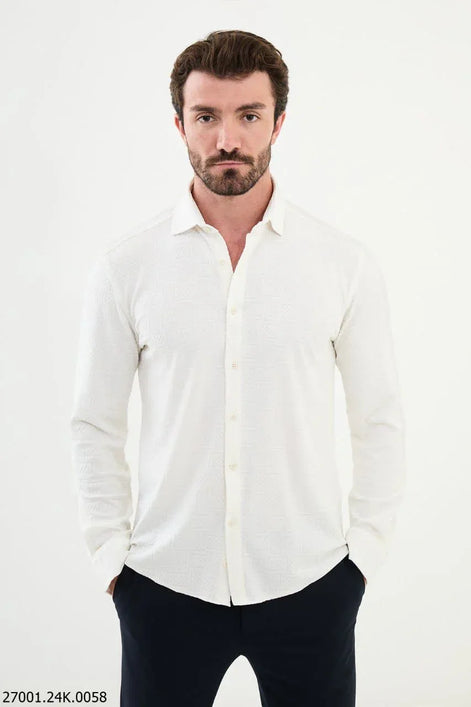 Mitchell Slim Fit White Plaid Shirt