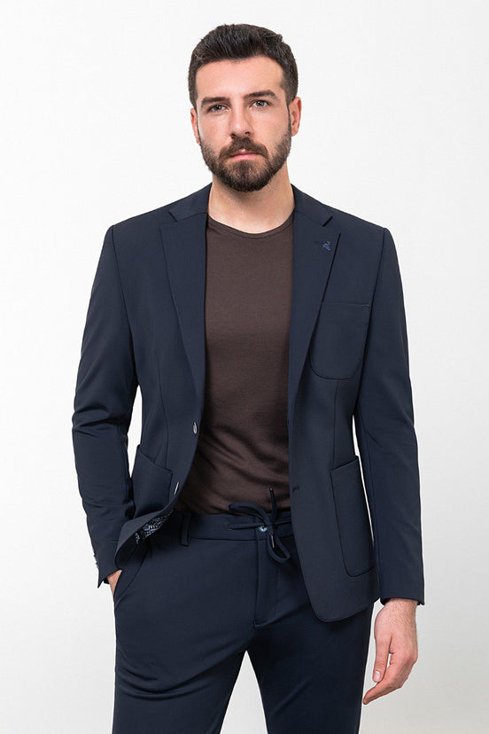 Mitchell Navy Blue Slim Fit Notch Lapel 2 Piece Suit