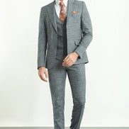 Mitchell Navy Blue Slim Fit Notch Lapel 3 Piece Crosshatch Suit