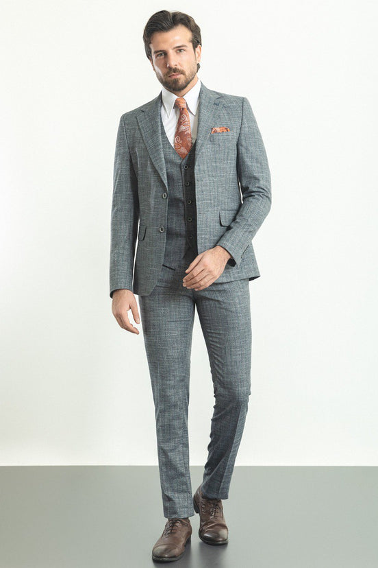 Navy Blue Crosshatch Suit