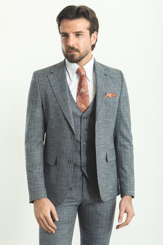 Navy Blue Crosshatch Suit