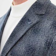 Mitchell Wool Navy Blue Checkered Blazer