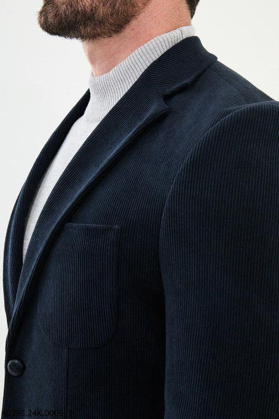Navy Blue Corduroy Blazer