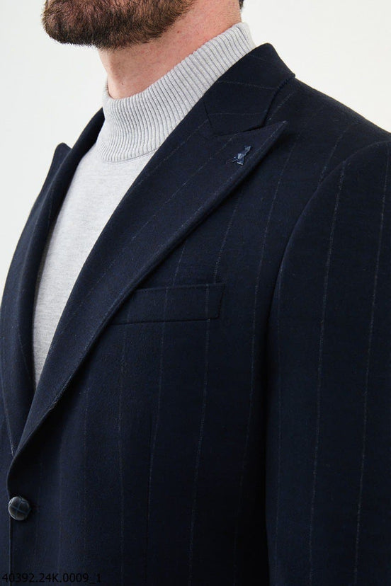 Navy Blue Wool Blazer
