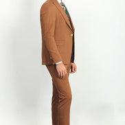 Mitchell Rust Brown Slim Fit Peak Lapel 2 Piece Suit