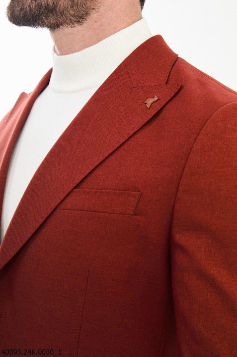Mitchell Slim Fit Peak Lapel Rust Brown Blazer