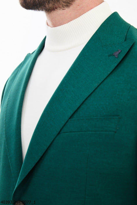 Mitchell Teal Slim Fit Peak Lapel Teal Green Blazer