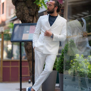 Mitchell White Slim Fit 2 Piece Double Breasted Suit