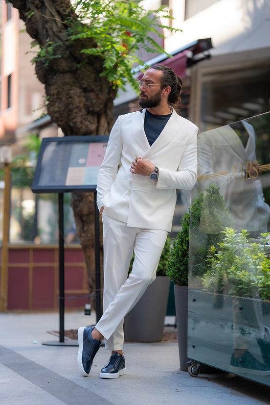 White Double Breasted Suit