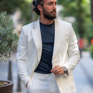 Mitchell White Slim Fit 2 Piece Double Breasted Suit