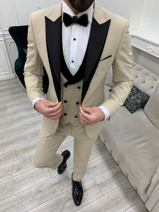 Beige Peak Lapel Tuxedo