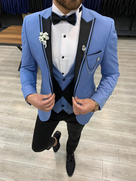 Molalla Slim Fit Peak Lapel Blue Tuxedo