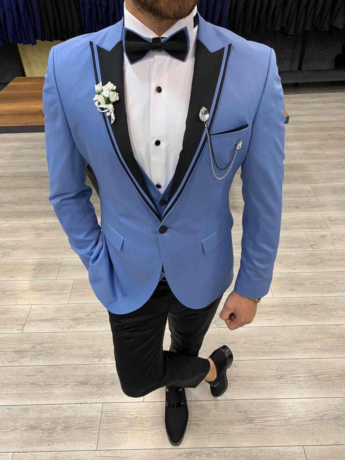 Molalla Slim Fit Peak Lapel Blue Tuxedo
