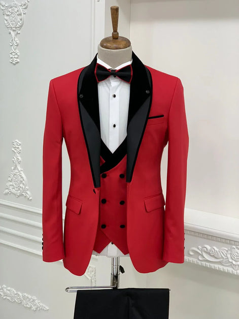 Molalla Slim Fit Shawl Lapel Red Tuxedo