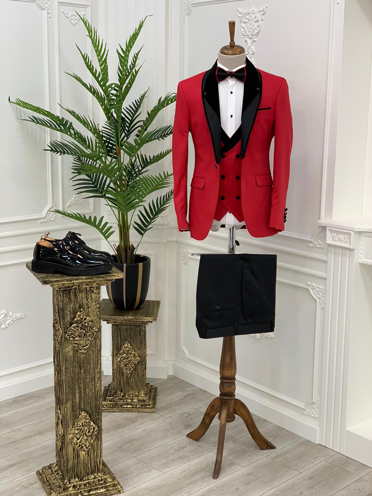 Molalla Slim Fit Shawl Lapel Red Tuxedo