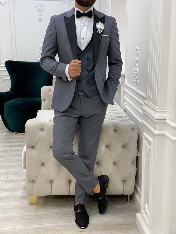 Norfolk Slim Fit Peak Lapel Gray Tuxedo