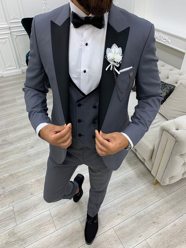 Norfolk Slim Fit Peak Lapel Gray Tuxedo