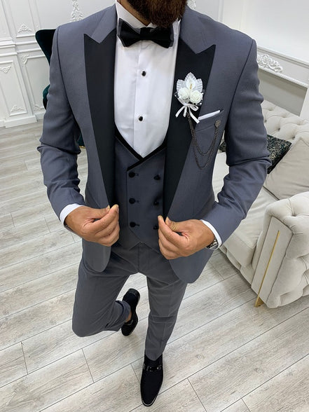 Norfolk Slim Fit Peak Lapel Gray Tuxedo