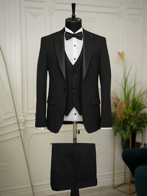 Ocala Slim Fit Peak Lapel All Black Tuxedo
